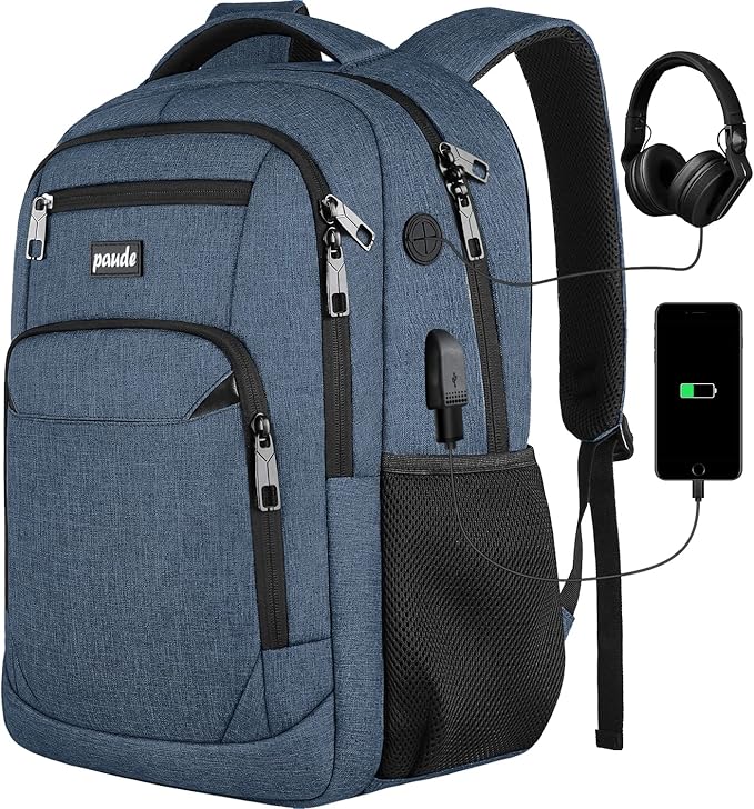 Paude Backpack School, Laptop, Bookbag for Teen Boys 15.6 Inch College, Business, Work, Travel (Blue, 15.6 inch)