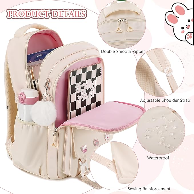 AO ALI VICTORY Backpack for Women Girls Set with Pencil Case 15.6 Inch Laptop School Bag Kids Elementary College Backpacks