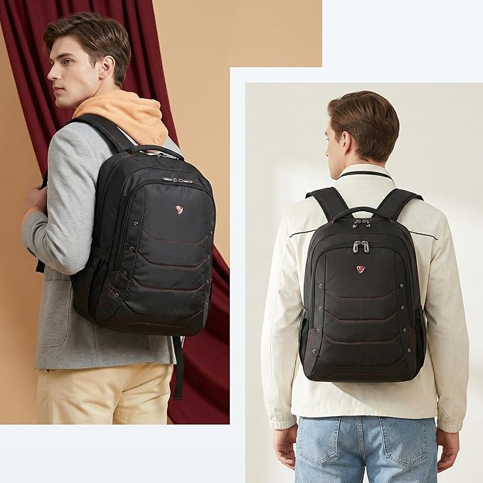 SAKOS BRISK 15.6 Inch Travel Backpack For Men, Laptop Backpack For Men, Business Professionals, Personal Item TSA Approved With Laptop Compartment, Travel Essentials, Carry On Luggage, Black
