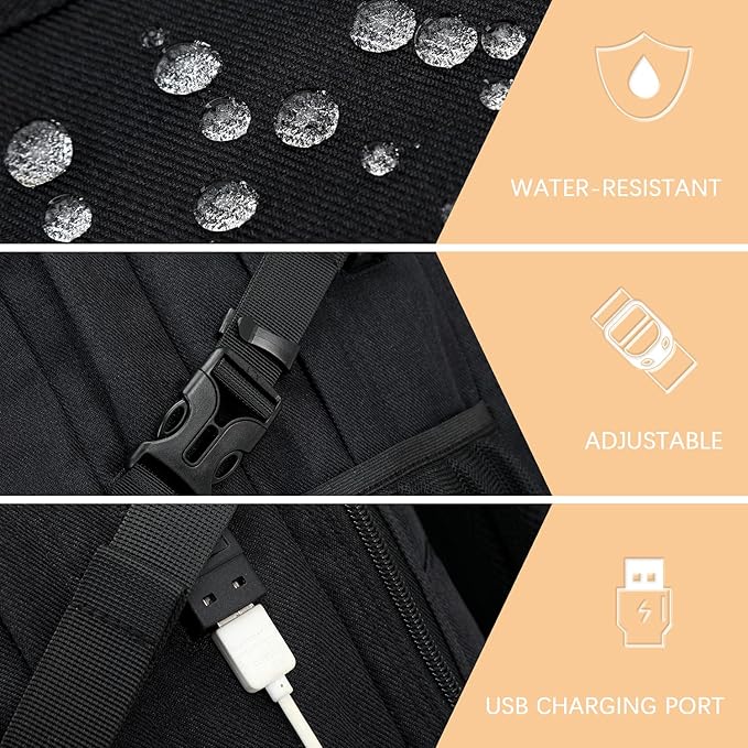 abshoo Classical Laptop Travel Backpack for Women Men College School Bookbag With USB Charging Port (Black)