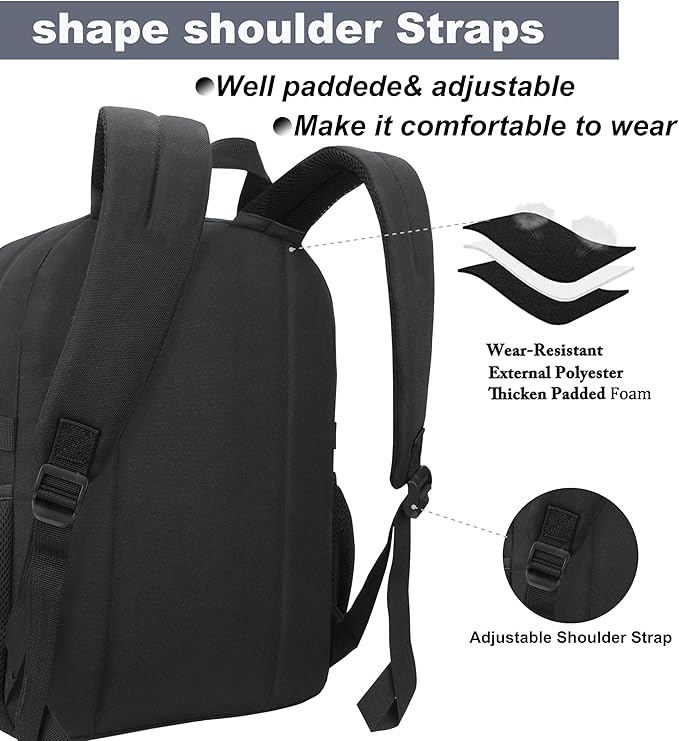 SUPACOOL Black Backpack For School, Bookbag for Boys, Girls and Kids, Boys backpacks, Laptop Compartment,Travel Backpack for Men and Women(Black) | For School, Bookbag, Boys backpacks, Travel Backpack