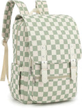 Corduroy Travel Backpack for Women, 15.6 Inch College Laptop Backpack, Fashion School Bookbag Work Backpacks (Corduroy Checkered Green)