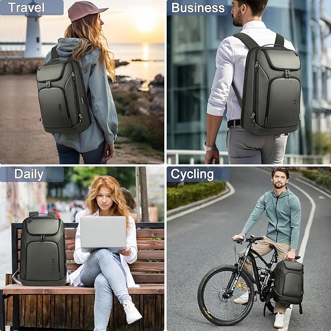hk Business Smart Backpack for Men Anti-Theft for 17.3 Inch Laptop with USB Charging Port Water-Resistant Large Durable Compact 30L for Travel College Work-Green