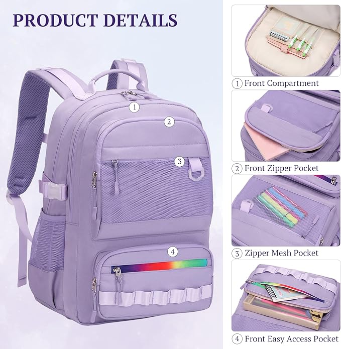 Lanola Backpack for Men Women Classic Water-resistant Lightweight Travel School Backpack Casual Daypack Laptop Backpack Fit 15.6 Inch - Beige