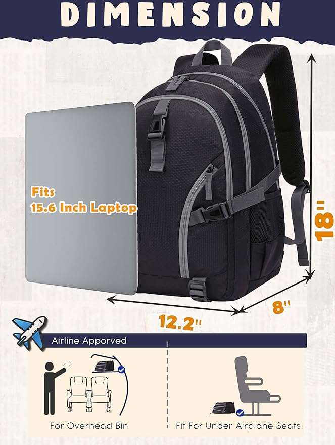 BLUEFAIRY High School Backpack for Girls Boys Middle School Bookbag for Kids Back to School Bag for College with Large Compartment Casual Daypack Mochilas para Niñas Adolescentes 18" Black