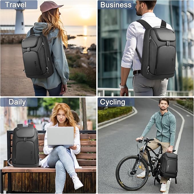 hk Business Smart Backpack for Men Anti-Theft for 17.3 Inch Laptop with USB Charging Port Water-Resistant Large Durable Compact 30L for Travel College Work-Black