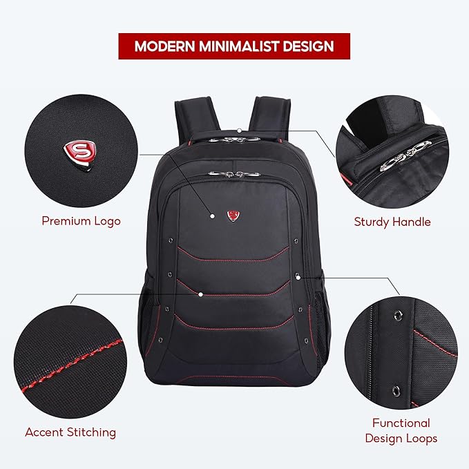 SAKOS BRISK 15.6 Inch Travel Backpack For Men, Laptop Backpack For Men, Business Professionals, Personal Item TSA Approved With Laptop Compartment, Travel Essentials, Carry On Luggage, Black