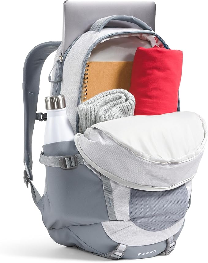 The North Face Women's Recon Everyday Laptop Backpack - Commuter Travel Bag, 18" Laptop Sleeve, Water-Repellent, TNF White Metallic Mélange/Mid Grey-NPF, One Size