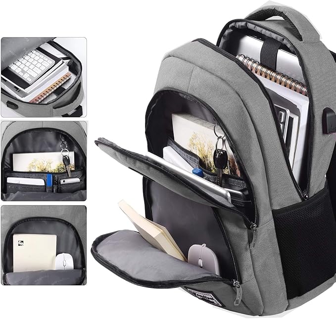 YAMTION Backpack for Men and Women,School Bookbag for Teenager,15.6 inch Laptop Bookbag with USB Charging port for Business Work College Travel Trip