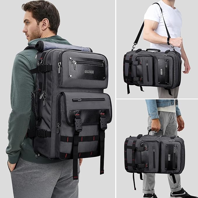 WITZMAN Carry On Travel Backpack for Men Duffle Bags Fit 17 Inch Laptop Airline Approved Laptop Backpack(B685 Silvery Grey)