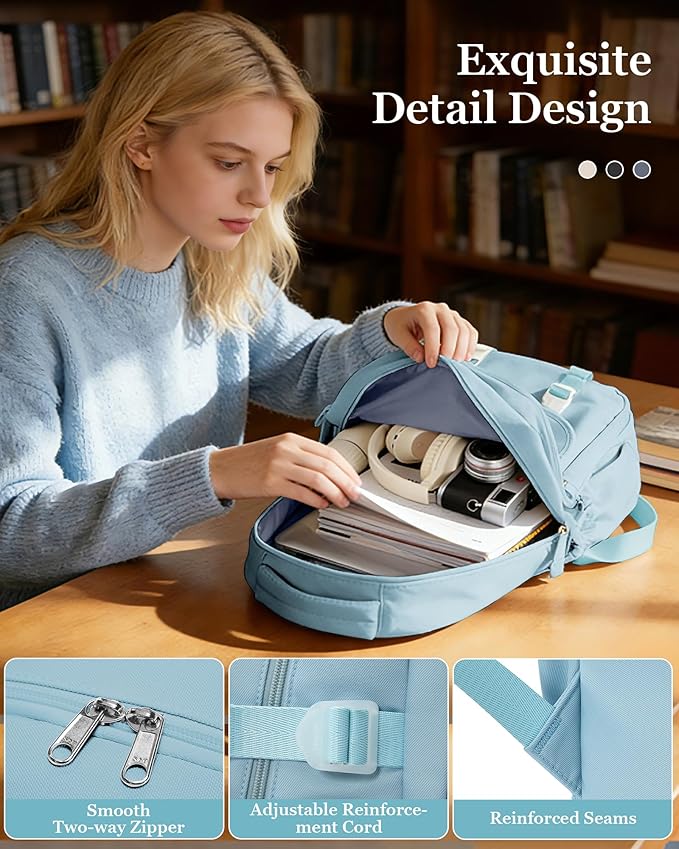 Simple School Backpack For Women,Lightweight College Backpack,High School Bag For Teens Boys Girls,Casual daypack Small Travel Backpacks Men Bookbag(Blue)