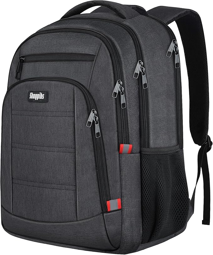 Backpack for Men Women, School Backpack, Large Quilted College Bookbag for Men, Water Resistant Travel Work Backpacks, Business Computer Back Pack with Reinforced Straps, Fits 17" Laptop Black