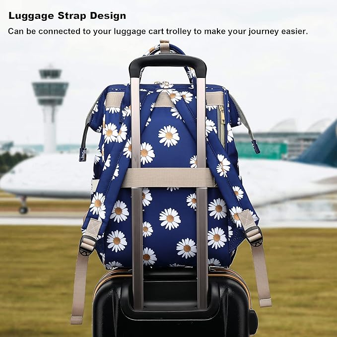 Daisy Laptop Backpack for Women Men, 15.6 inch College School Backpack Bookbag for Work/School/Travel/Business (Blue)