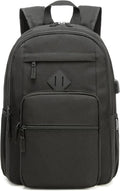 Black Backpack, School Backpack for Boys Girls, Lightweight Casual High School Bookbag, Daily-use Travel Laptop Backpack with USB Charging Port Fits 15.6 Inch Notebook