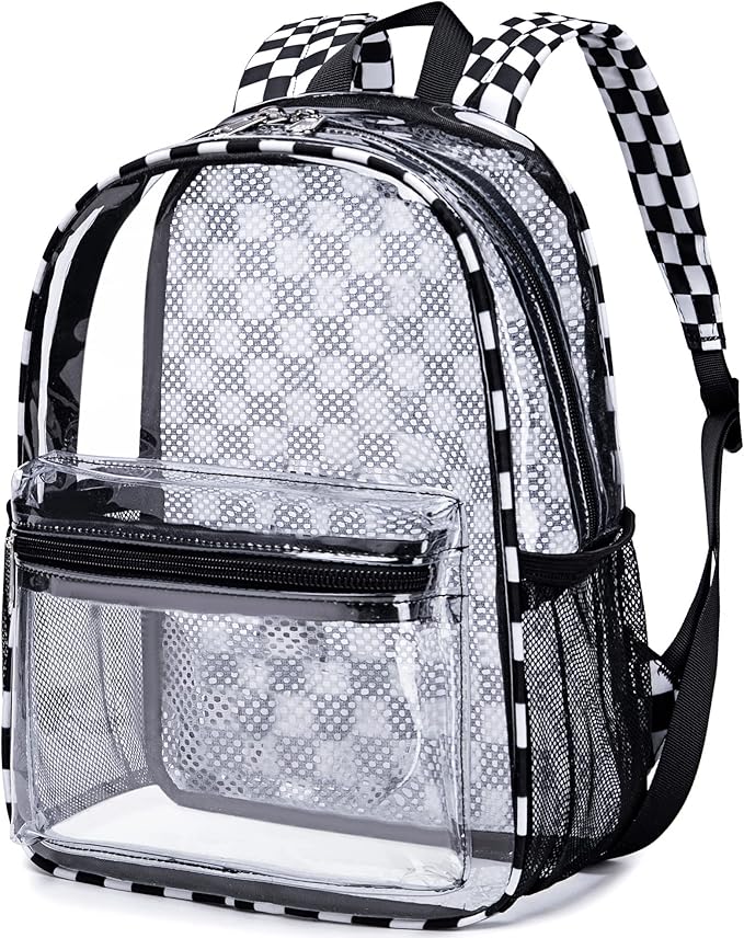 BTOOP Clear Mini Backpack for Stadium Events 12x12x6 Small Transparent Backpacks Plastic See Through Clear Bag for Concerts Work Festival Security Travel