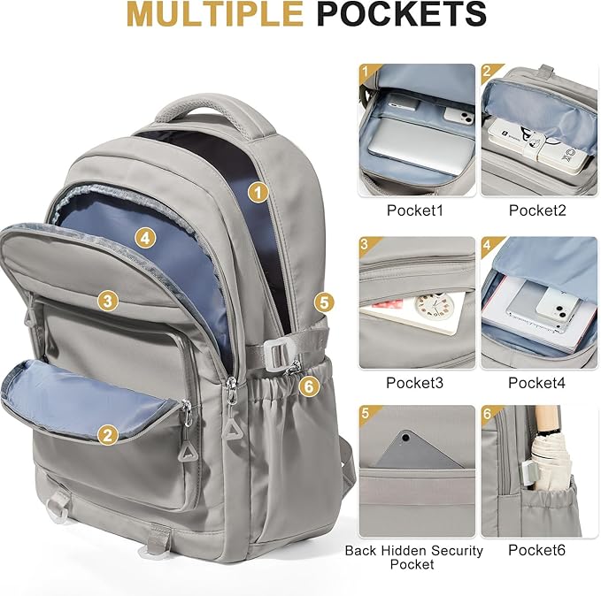 Cute Backpack for College Students Waterproof School Bag High School Backpacks for Teens Girls Boys Laptop Bookbag Casual Daypacks Backpacks for Women Men（Gray Brown）