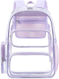 BTOOP Clear Backpack Heavy Duty Transparent Backpack 17" See Through Bookbag for College Work Festival Security Padded Strap (Purple)