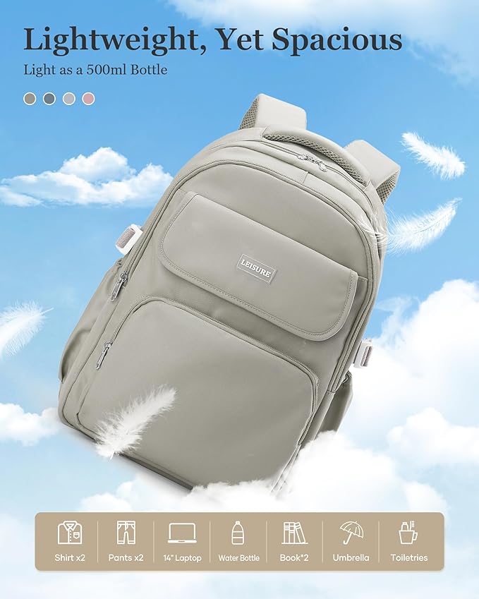 Cute Middle School Backpack For Teen Girls,Waterproof Casual Bookbags,Lightweight Travel Daypack,Basic Laptop College Backpack For Women(grey brown）