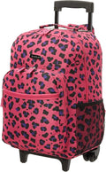 Rockland Double Handle Rolling Backpack, Magenta Leopard, 17"