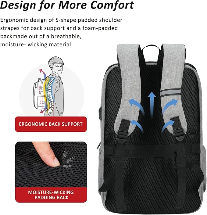 MAXTOP Deep Storage Laptop Backpack with USB Charging Port[Water Resistant] College School Computer Bookbag Fits 17 Inch Laptop