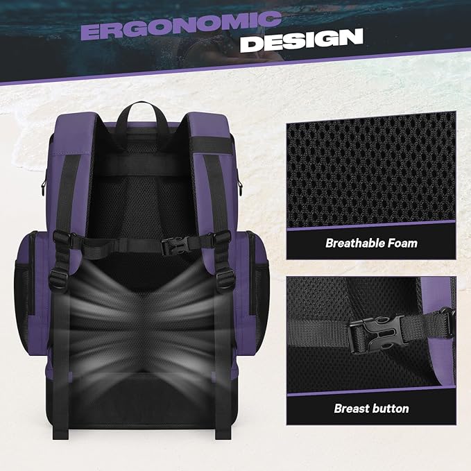 Maelstrom Swim Backpack 35L - Waterproof with Separate Shoe & Wet Compartment for Gym and Sports