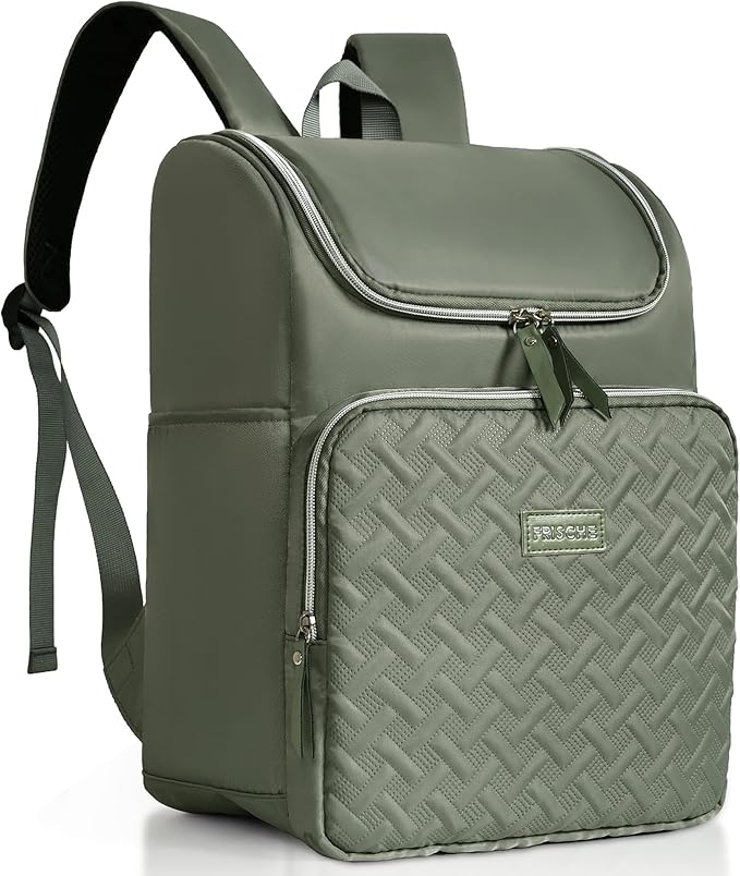Women's Insulated Lunch Backpack for 15.6" Computer, Soft Backpack Coolers LeakProof Travel Cooler Bag Waterproof Lunch Picnic Beach Work Trip Thermal Bag Drink Beverage Beer (Sage Green)