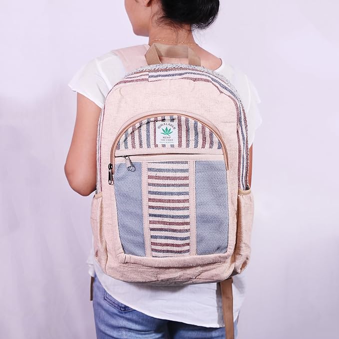 Anitya Hemp Backpack, Multi-Functional Pockets, Eco-Friendly, Unisex, Hiking Daypack, Durable Rucksack (AHLB07)