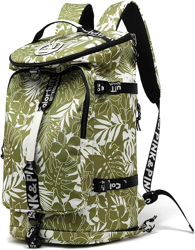 Kalesi Gym Duffle Bag Backpack 4-Way Waterproof with Shoes Compartment for travel Sport Hiking laptop (olive-green)