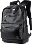 weiatas Black Leather Laptop Backpack for Men Women Work Travel, College School Backpack Casual Daypack fits 15.6 Inch