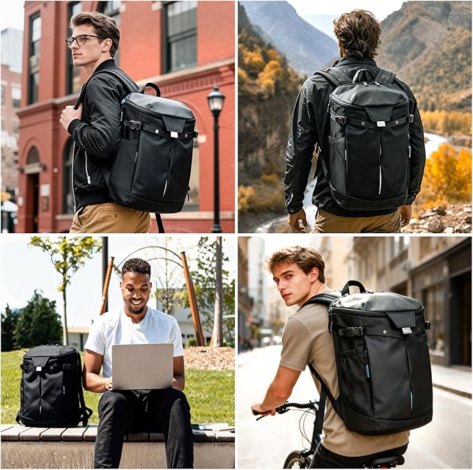 Travel Backpack for Men,Water Ressistant 17.3 Inches Laptop Backpack Lightweight Sports Casual Backpack for Travel/Commuter/Outdoor,Black