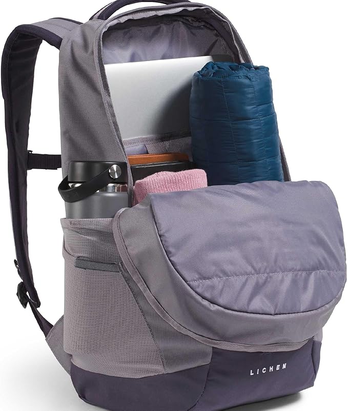 The North Face Lichen Daypack - Everyday Commuter Backpack, Laptop Sleeve, Water Bottle Pockets, Center Front Pouch, Transcendent Grey/Endless Dusk, One Size