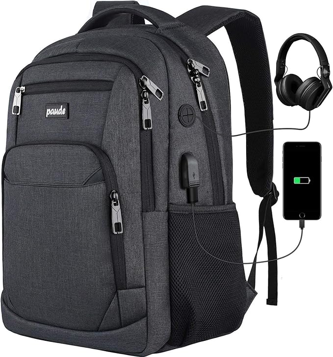 Paude Backpack for Men and Women,School Backpack for Teens,15.6 inch Laptop Backpack with USB Charging port for Business College Travel