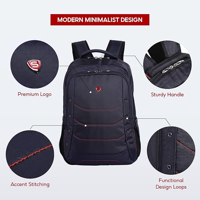 SAKOS BRISK 15.6 Inch Travel Backpack For Men, Laptop Backpack For Men, Business Professionals, Personal Item TSA Approved With Laptop Compartment, Travel Essentials, Carry On Luggage, Dark Blue