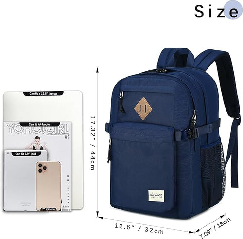 abshoo 32L Backpack for School College Bookbag Middle High School Backpacks Casual Daypack Travel Backpack (Navy)
