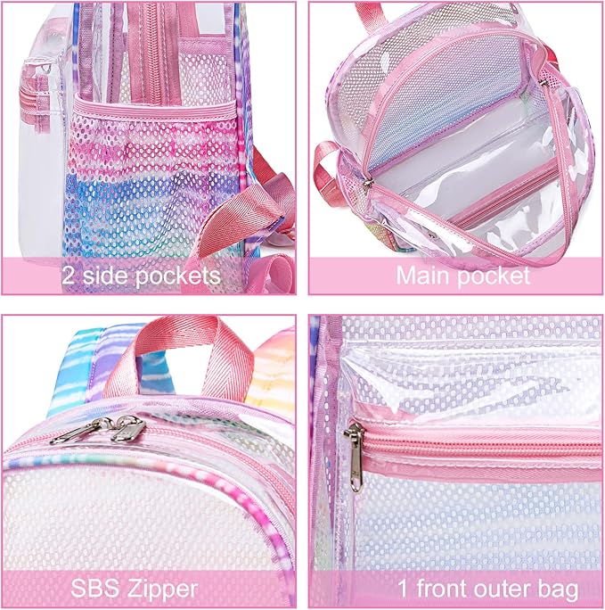 BTOOP Clear Mini Backpack for Stadium Events 12x12x6 Small Transparent Backpacks Plastic See Through Clear Bag for Concerts Work Festival Security Travel