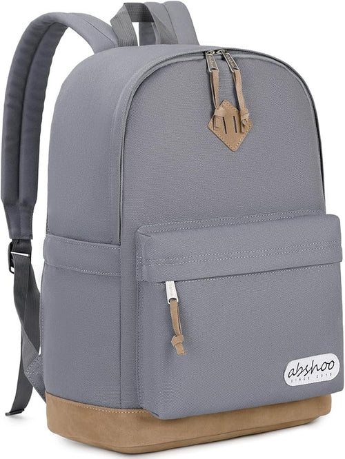 abshoo Basic School Backpack For College Middle High School Water Resistant Bookbag Travel Daypack(Gray)