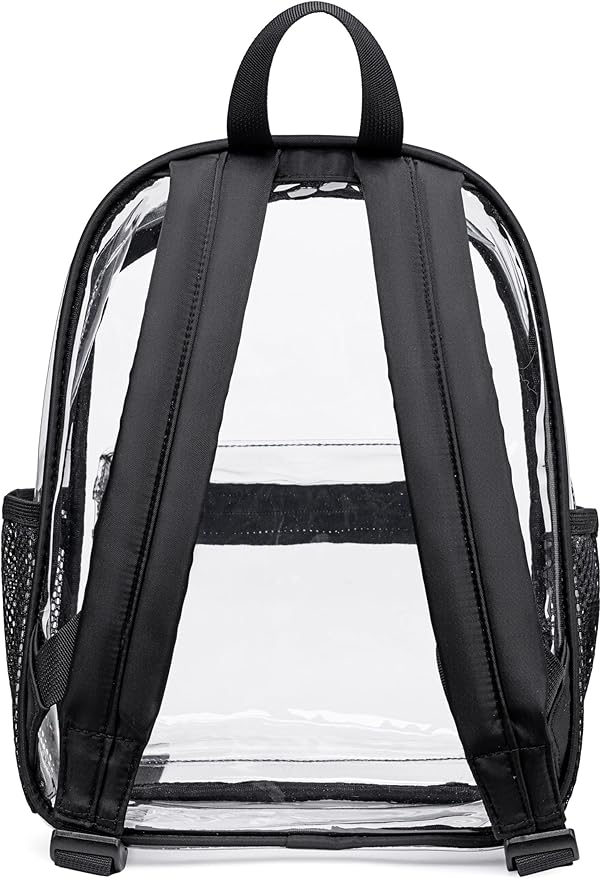 BTOOP Clear Mini Backpack for Stadium Events 12x12x6 Small Transparent Backpacks Plastic See Through Clear Bag for Concerts Work Festival Security Travel