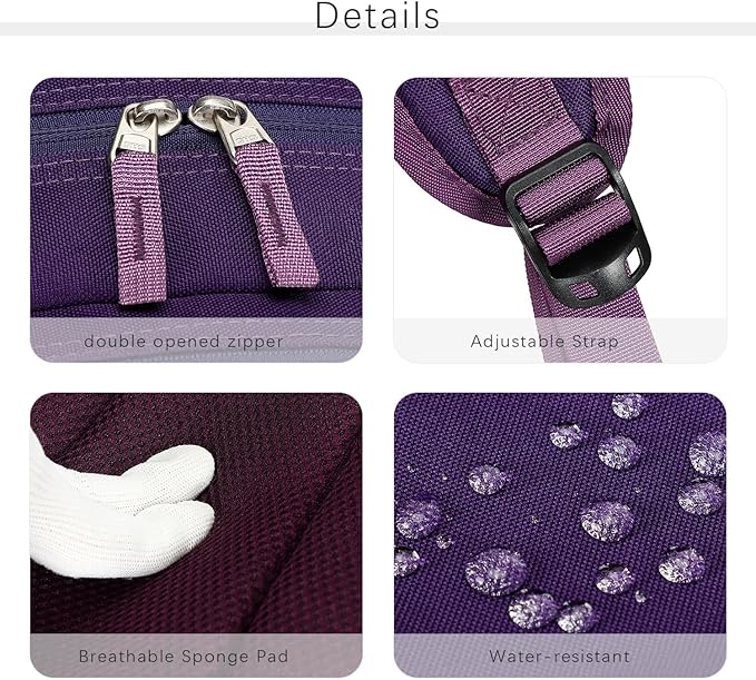 ecodudo School Backpack for Men and Women Water Resistant Daypack for College Work15.6 inch Laptop Bookbag with USB Charging Port (Purple)