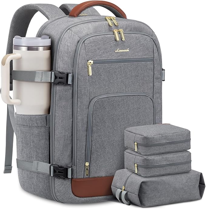 LOVEVOOK 50L Large Carry on Backpack, Travel Backpack for Women Men Flight Approved, Personal Item Travel Bag For Airplanes, Waterproof 18 Inch Laptop Backpack, Business Weekender Overnight Daypack