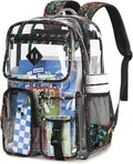 Clear Backpack for School,Heavy Duty PVC Transparent Bookbag for Girls Stadium Approved See Through Backpack