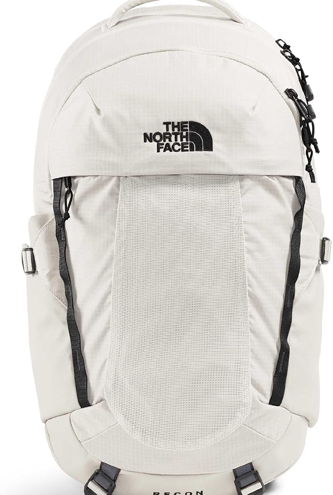 The North Face Women's Recon Everyday Laptop Backpack - Commuter Travel Bag, 18" Laptop Sleeve, Water-Repellent, White Dune/TNF Black, One Size