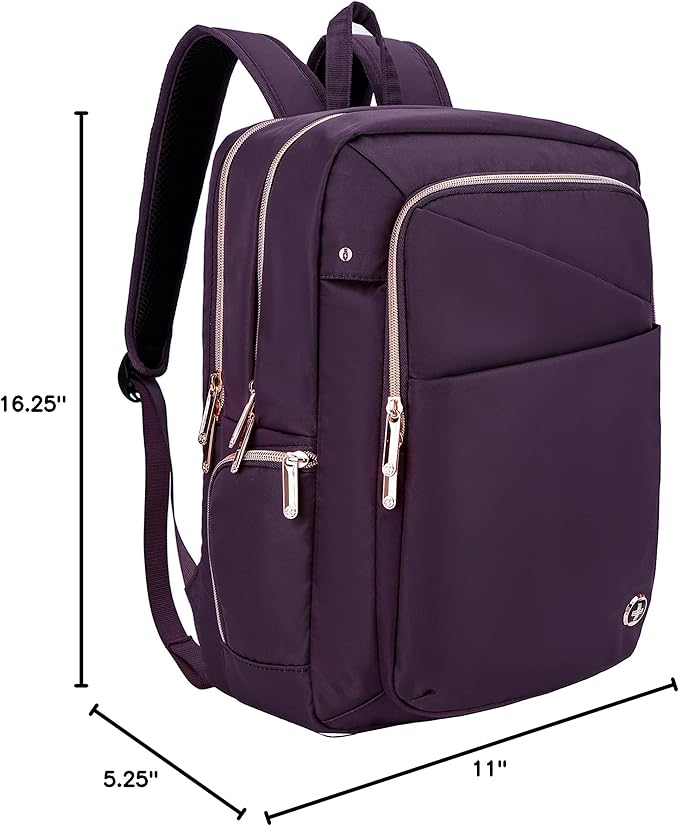 Swissdigital Design Business Laptop Backpack for Women, College Computer Backpack with USB Charging Port, Fits 15.6 Inch Laptop Travel Work Backpack, Purple | SD1006F-46