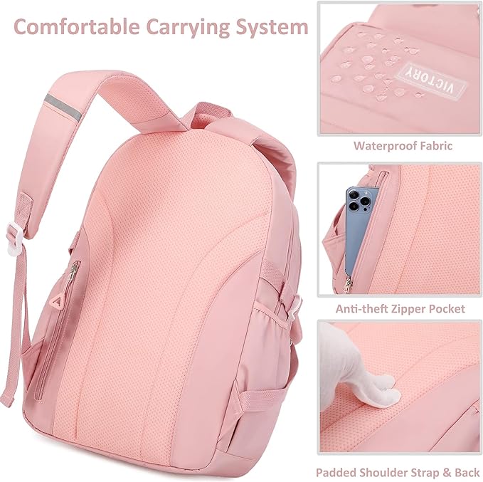 AO ALI VICTORY Backpack for Women Girls Set with Pencil Case 15.6 Inch Laptop School Bag Kids Elementary College Backpacks