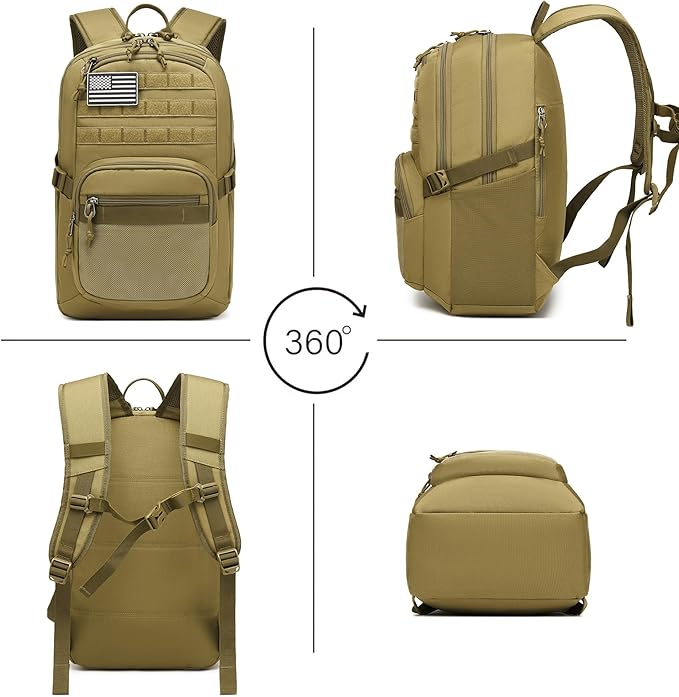 Wotony Military Tactical Backpack for Men Army 3 Days Assault Pack Bag with Molle System for Outdoor Adventures (khaki, 40L)