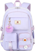 Hidds Laptop Backpacks 15.6 Inch College Backpack Elementary Middle High School Bag Large Cute Bookbags Anti Theft Travel Back Pack Casual Daypack Kids Book Bag for Teens Girls Women Students-Purple