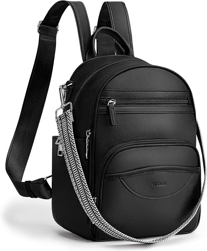 Small Backpack Purse for Women, Mini Backpack Vegan Leather with RFID Blocking & Tablet Pocket, Cute Shoulder Handbag for Travel, School & Work Black