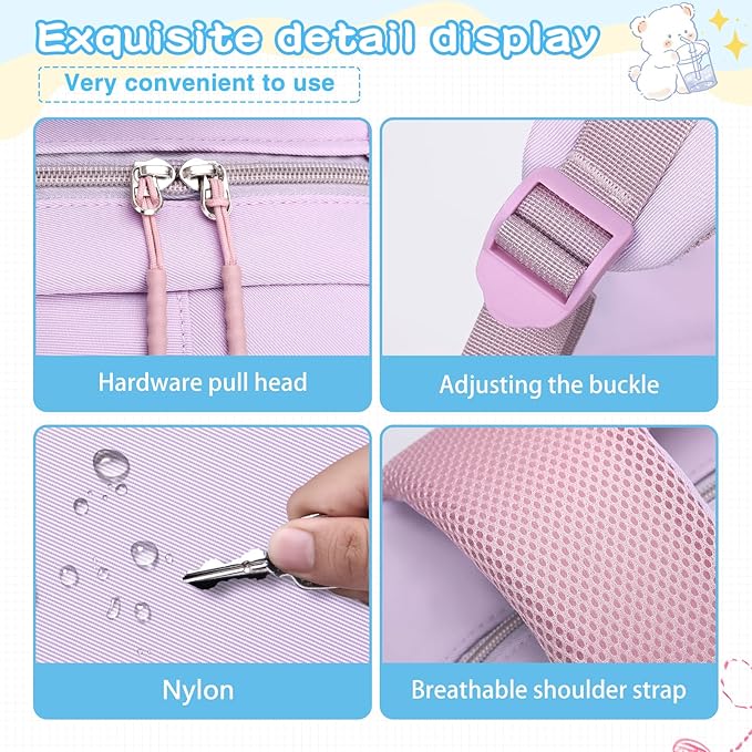 Aesthetic Backpack for School Cute Laptop Purple Backpack Teens Girls Travel Casaul Daypack Lightweight Book Bags