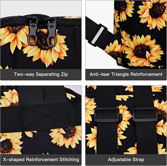 Women’s Backpack Purse Medium Size with Trolley Sleeve, Adjustable Strap/Top Handle, Water Resistant Travel Daypack, Sunflower
