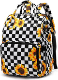 Laptop Backpack for Women, 15.6 inch College School Backpacks Bookbag for Work/School/Travel/Business (Checkered Sunflower)