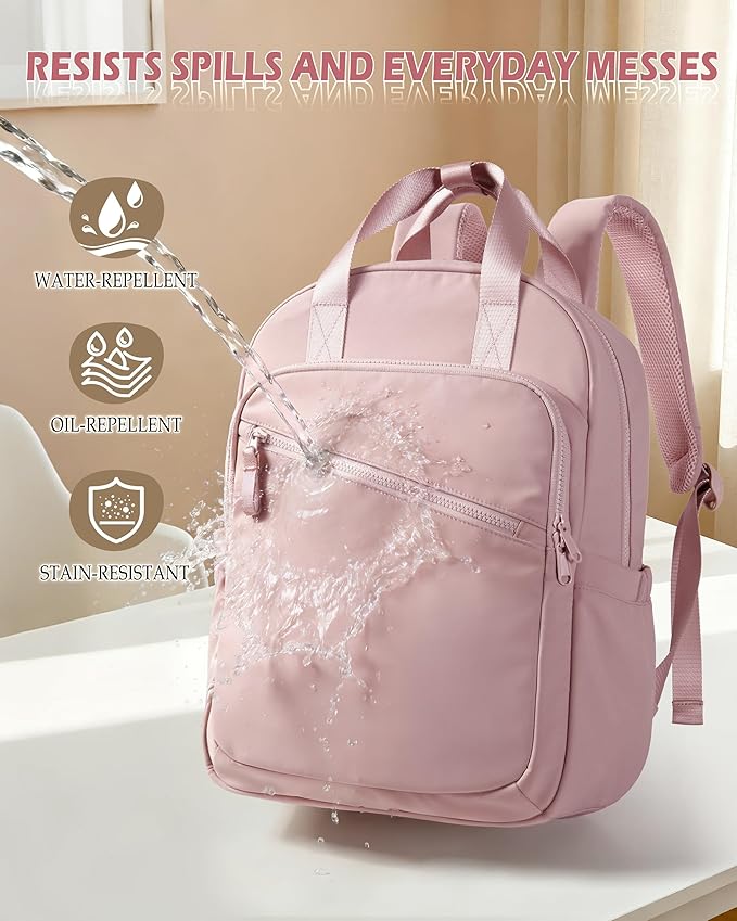 Women Backpack with 15.6” Laptop Sleeve for Travel, Work and College, Lightweight Water-resistant Backpack for Women with 8 Pockets, Pink